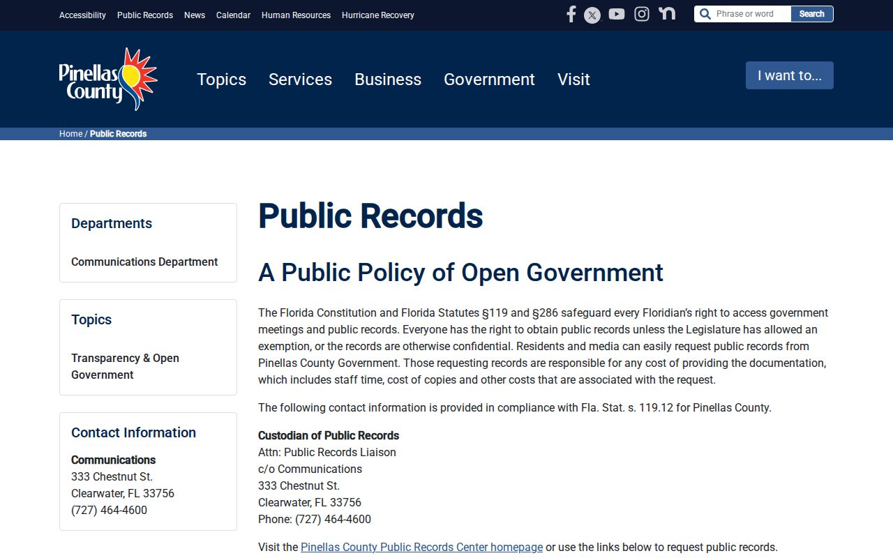Dunedin residents directory Pinellas public records center