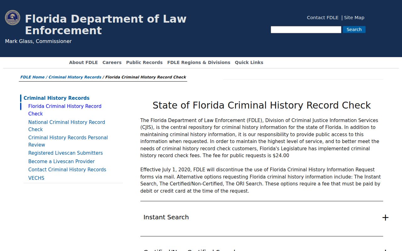 Dunedin resident lookup on Florida criminal history search