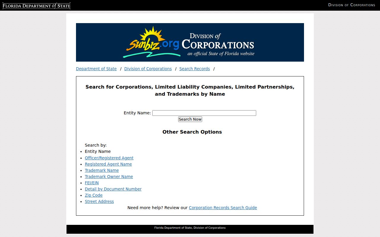 Dunedin resident lookup using Florida Sunbiz name search