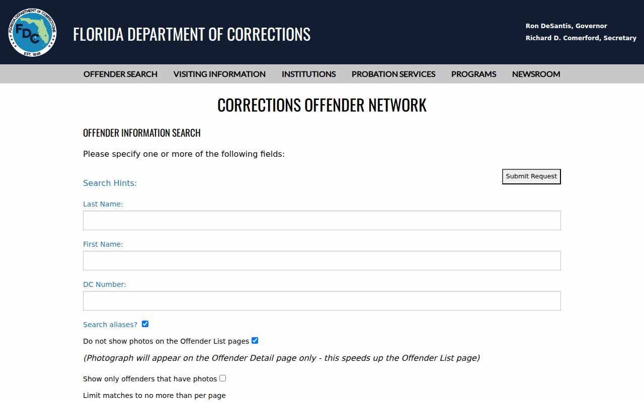 Dunedin resident lookup in Florida corrections records