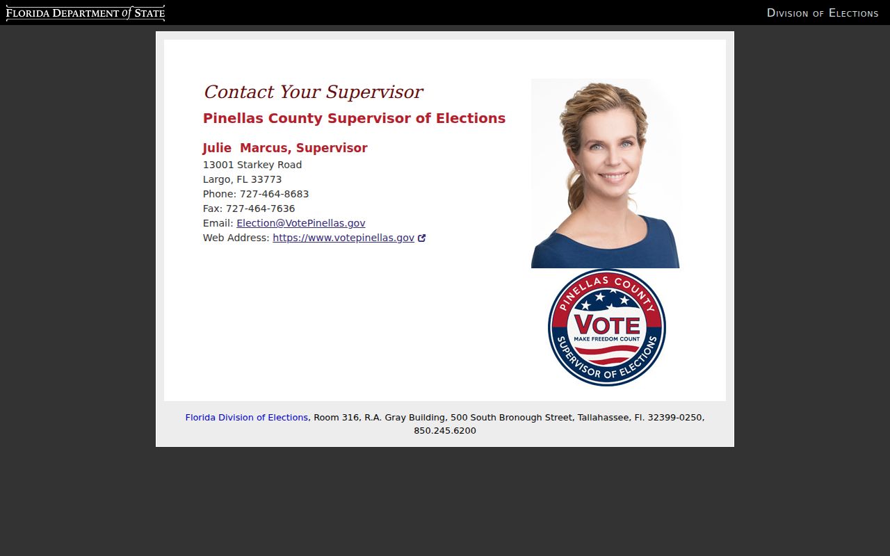 Dunedin ZIP code directory Pinellas elections contact